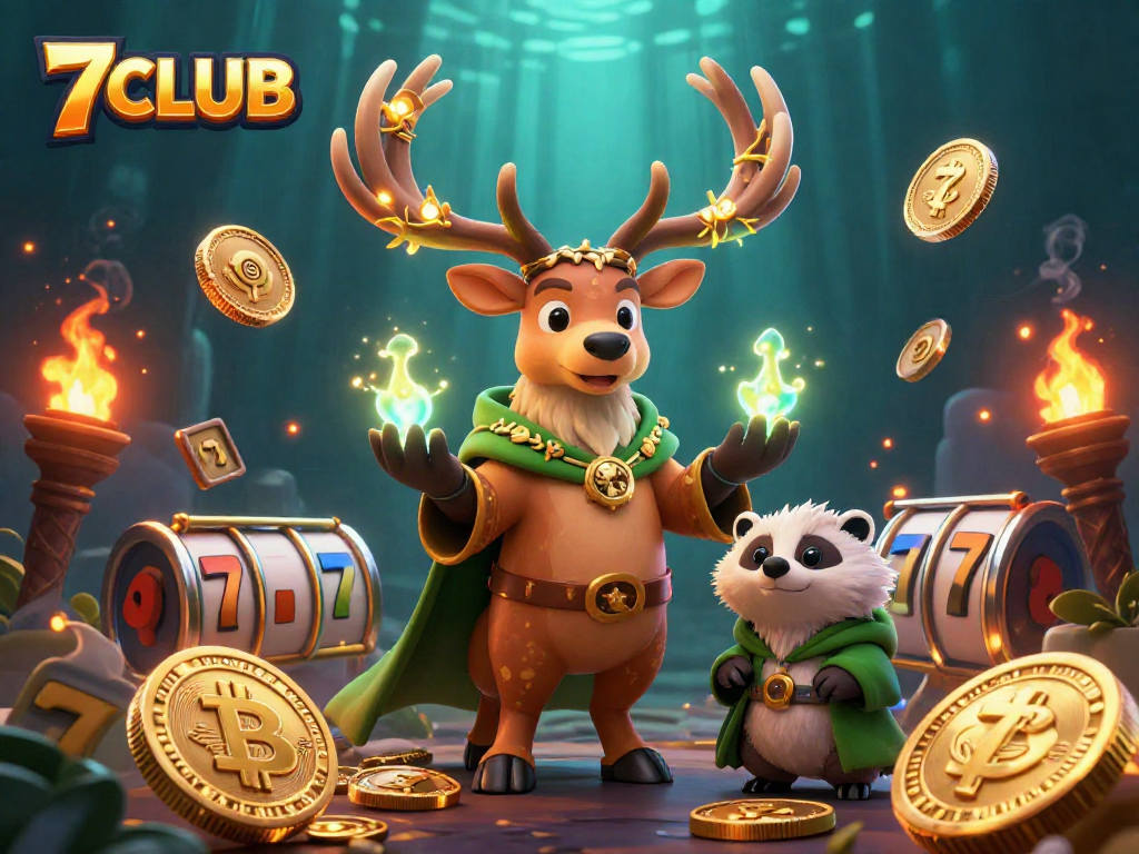7CLUB enhances your gaming with dynamic slot reels and a captivating Celtic scene.