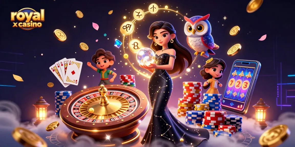 Engage with royal x casino's vibrant gaming scene featuring a mystical atmosphere and dynamic casino elements.