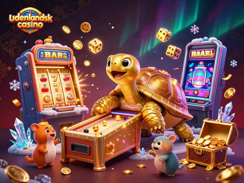 Play at udenlandsk casino while experiencing a vibrant 3D casino world filled with slots and prizes.