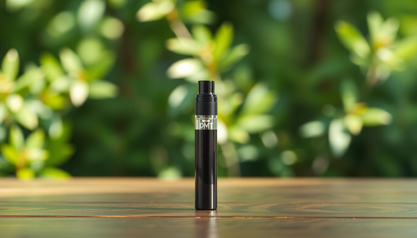Buy DMT online with a sleek and modern DMT vape cartridge showcased in a serene setting.
