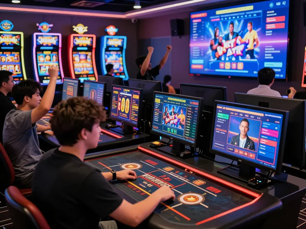Exciting online gaming scene at 789club with players engaged and celebrating wins.