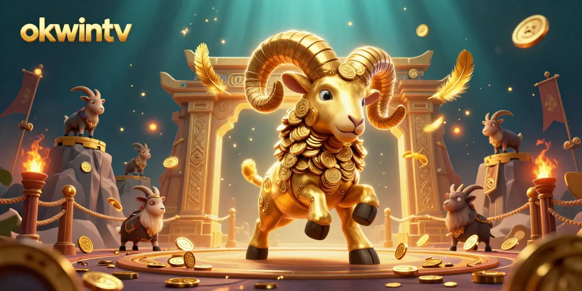 Experience dynamic sports betting with okwintv at a packed arena featuring golden rams and vibrant casino elements.