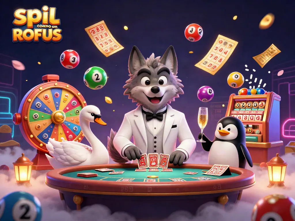 Experience spil casino uden om ROFUS with a lively 3D illustration showcasing vibrant gambling elements.