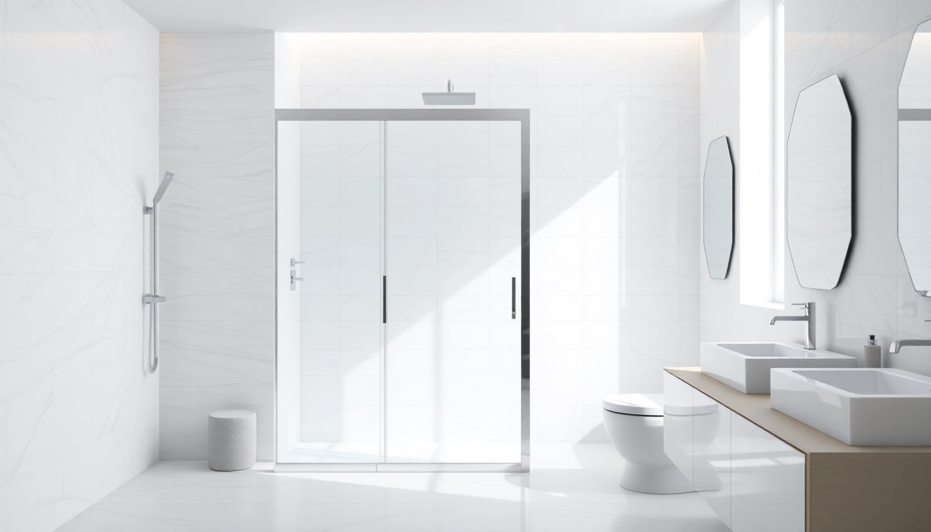 Stylish shower screen sliding door enhancing modern bathroom aesthetics.