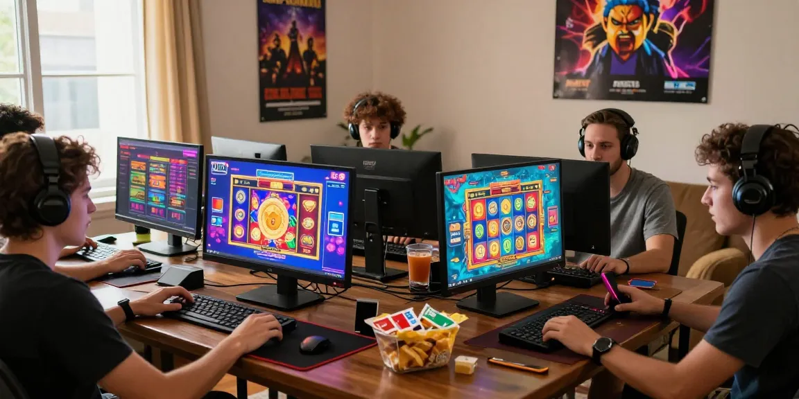Friends enjoying credit card casinos with vibrant gaming scenes in a cozy living room.