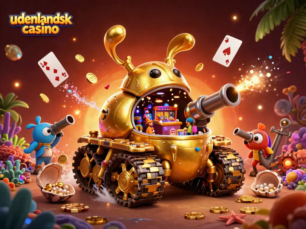 Experience the excitement of udenlandsk casino with a vibrant 3D illustration of a golden beetle tank casino.