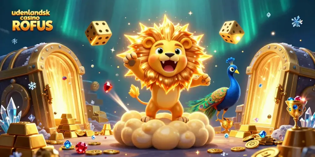 Engage with udenlandsk casino uden ROFUS through vibrant 3D illustration showcasing casino excitement and treasure.