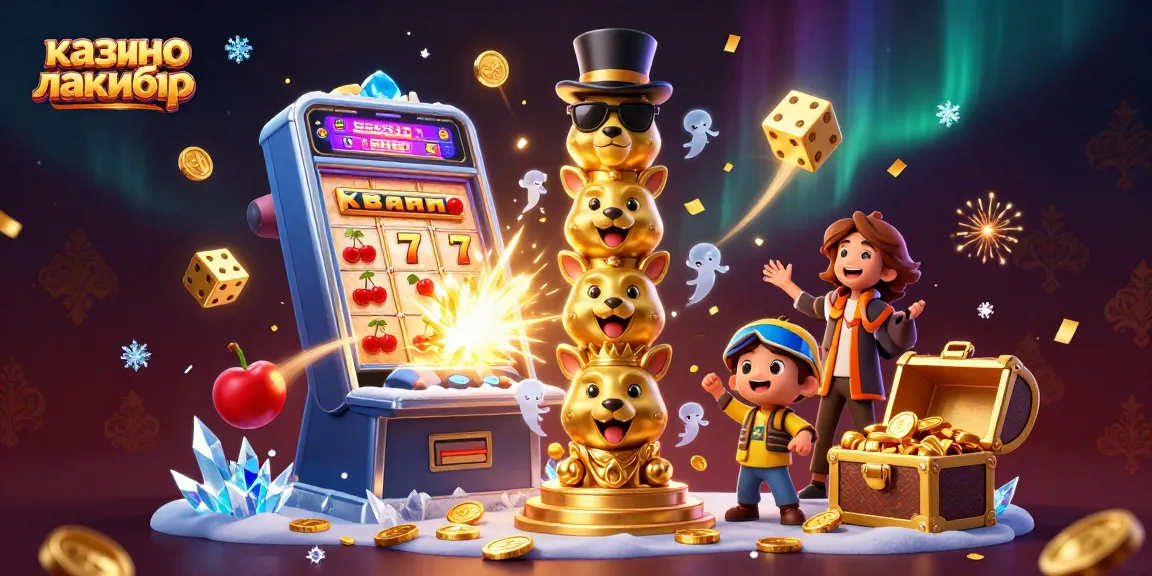 Experience the excitement at казино лакибир with vibrant casino elements and characters in a dynamic 3D scene.