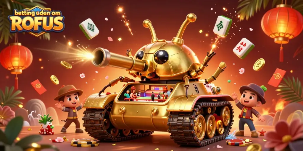 Experience betting uden om ROFUS with an exciting 3D casino adventure featuring a golden beetle tank.