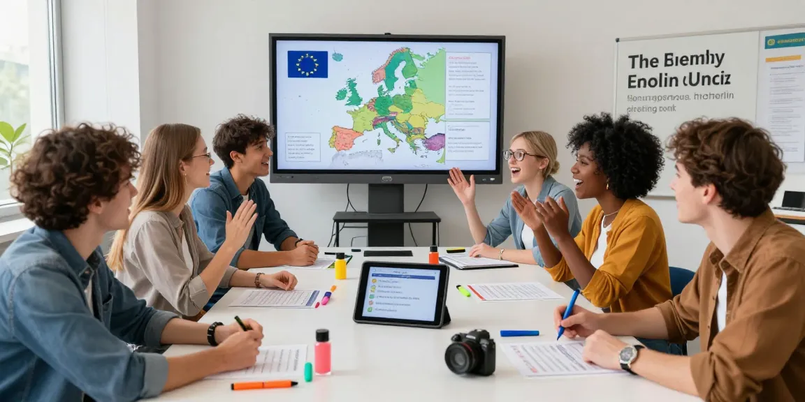 Participants engaged in an exciting European Union Quiz competition showcasing knowledge and teamwork.