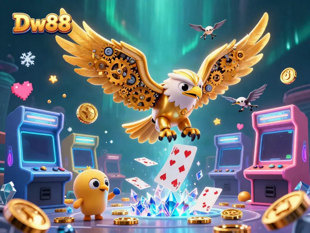 Experience thrilling games at Dw88 with vibrant 3D visuals of gaming icons and characters.