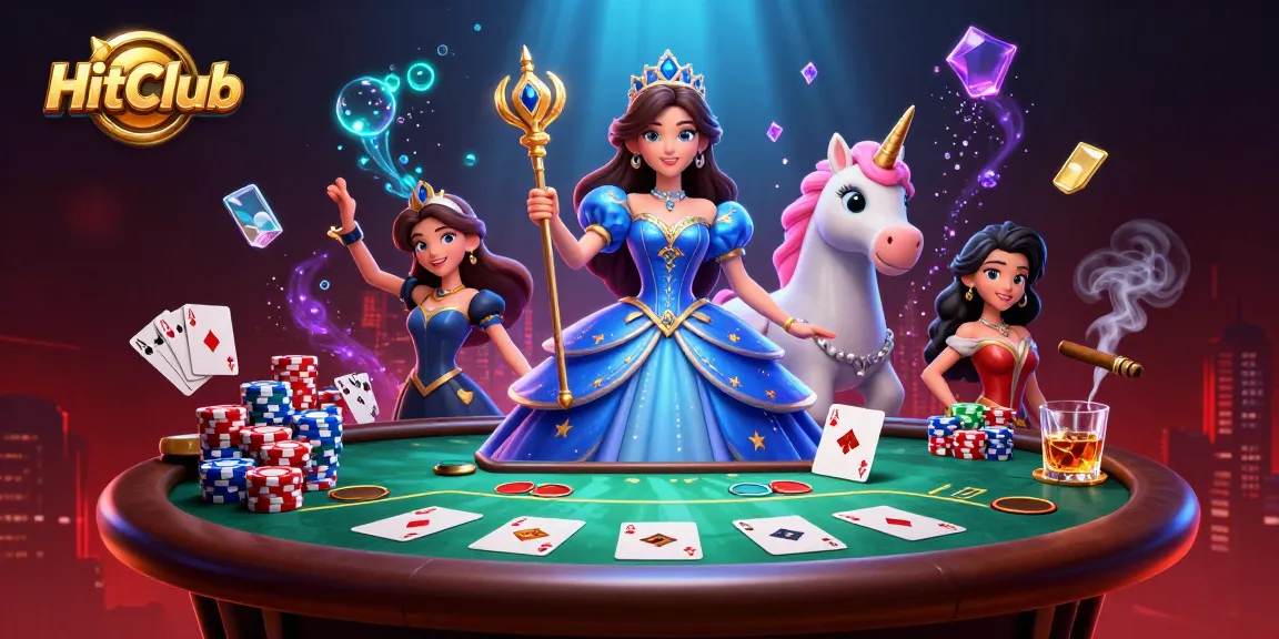 Experience breathtaking action at HitClub with a beautiful scene of casino elements and a regal female character.