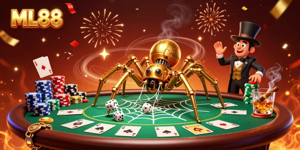 Experience thrilling gaming at ML88 with engaging characters and vibrant casino elements.