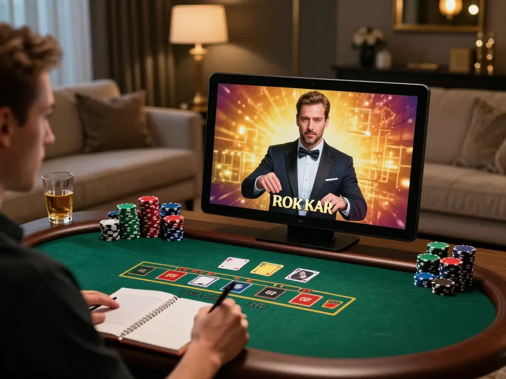 Hitclub player enjoying an interactive blackjack game at home with strategic notes.