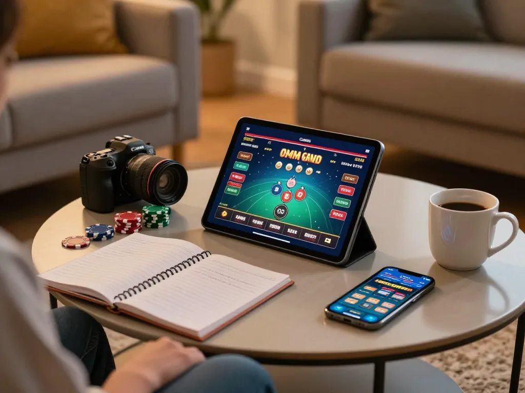 Engaged player using bong88i app for online betting in a cozy home setting, showcasing a personal gaming experience.