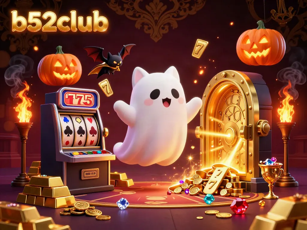 Experience exciting gameplay at b52club with a friendly ghost cat and treasures in a haunted casino.