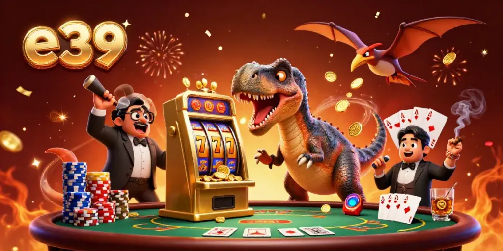 Experience the thrilling e 39 jackpot chaos with vibrant 3D casino characters and action!
