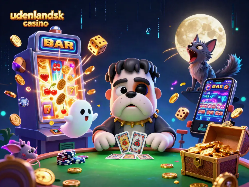 Experience the excitement of udenlandsk casino with animated characters and vibrant gaming elements.