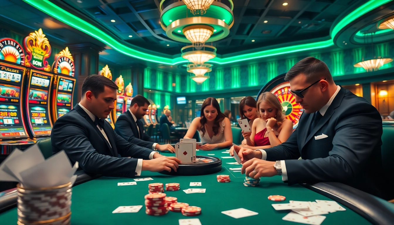Engage in thrilling poker action at KJC COM's luxurious casino setting.