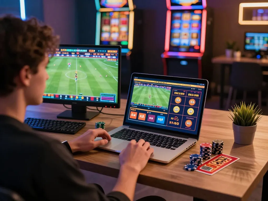 Player enjoying online betting at f168.com with live sports and casino games.