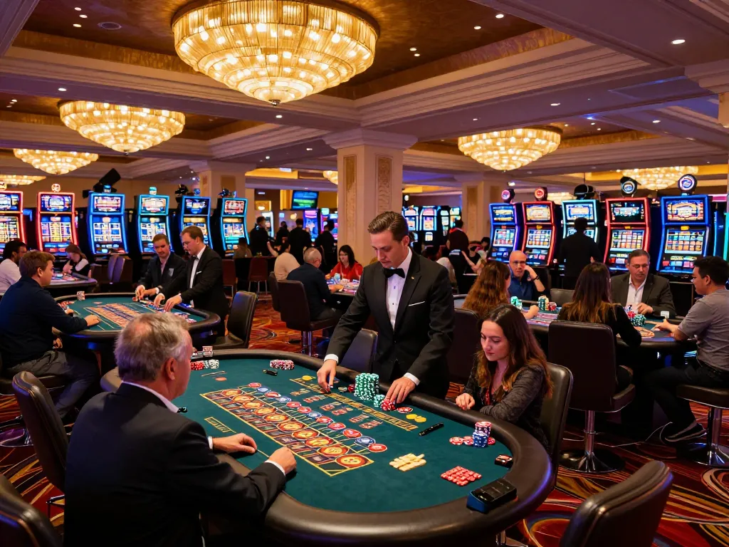 Players engaging in strategic gaming at XX88 casino tables surrounded by vibrant lights and excitement.