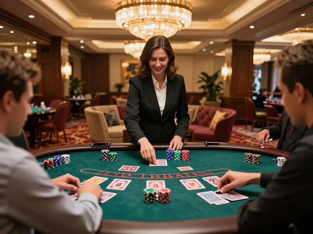 Engaging blackjack gameplay at gk88 casino with players and dealer in a vibrant atmosphere.
