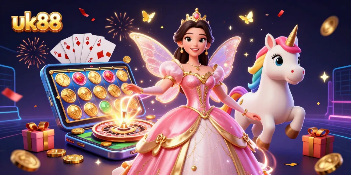 Win big with uk88 in this vibrant 3D casino scene showcasing exciting gaming elements.
