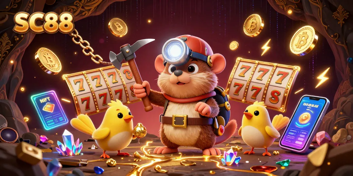 Join the adventure in SC88 with a treasure hunter mole and canary in a vibrant casino scene.