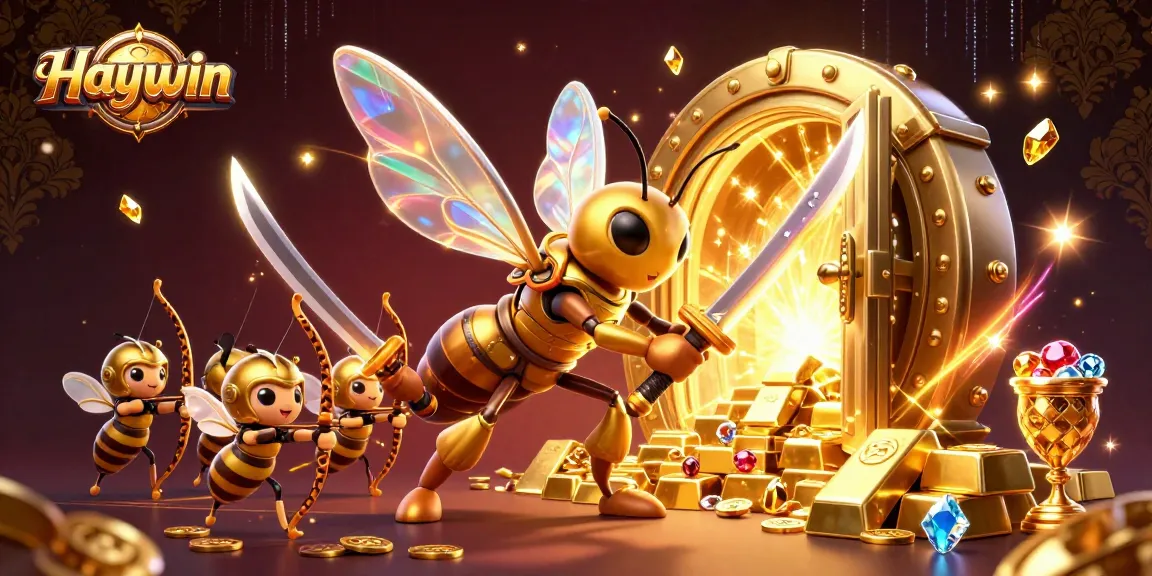 Engage with Haywin's thrilling casino adventures featuring an action-packed scene full of treasures.