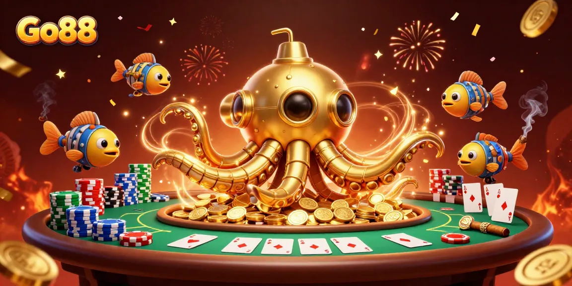 Experience thrilling gameplay and strategies with Go88 in this vibrant casino-themed illustration.
