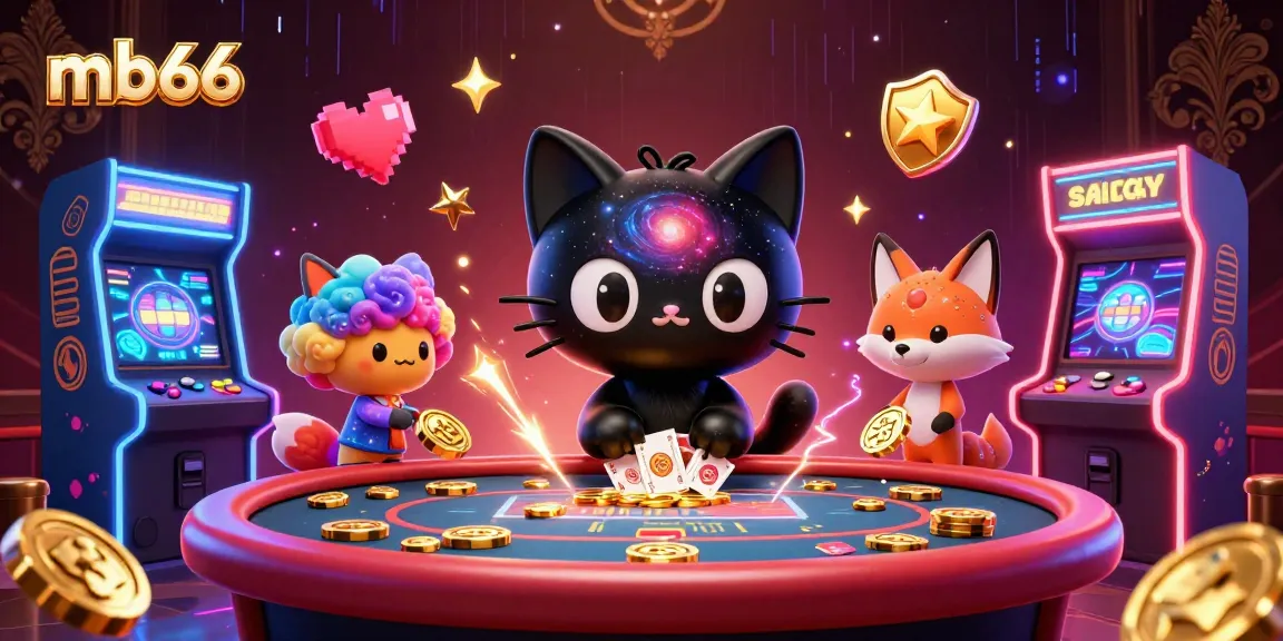 Experience the excitement of mb66 as the black hole cat attracts chips in a cosmic casino.