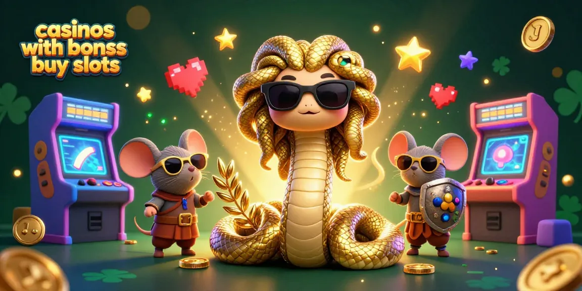 Engage with casinos with bonus buy slots featuring animated characters in a vibrant casino scene.