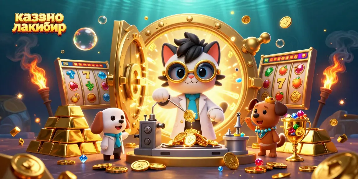 Experience thrilling adventures at казино лакибир with a mad scientist cat and loyal dog in a bubbly casino lab.