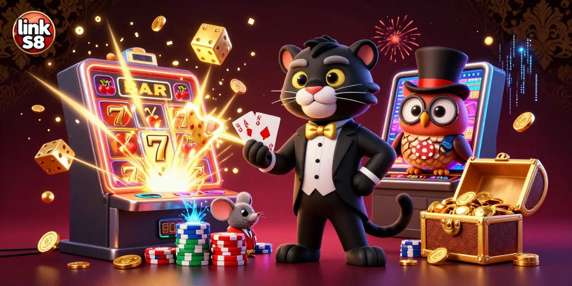 Experience excitement with link S8's vibrant casino scene featuring energetic characters and dynamic gaming elements.