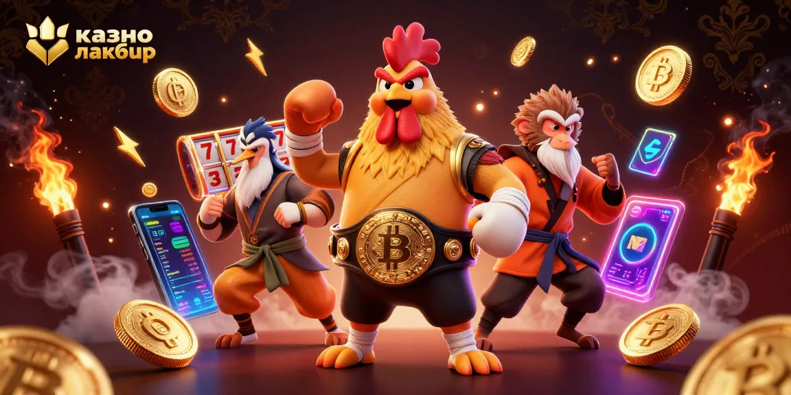 Engage in thrilling gaming action at казино лакибир, showcased in a vibrant 3D illustration.